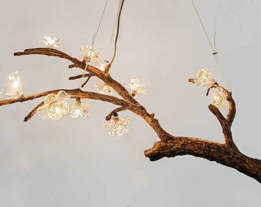 Nordic Tree Branch Chandelier with Plum Blossom Lights