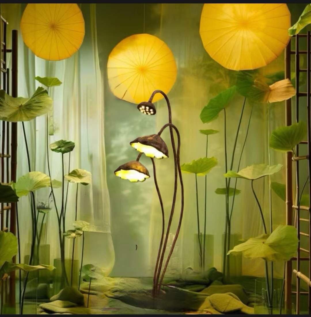 Nordic Style Lotus Leaf Tree Floor Lamp Home Art Deco, Lotus Leaf Floor Light Fixture