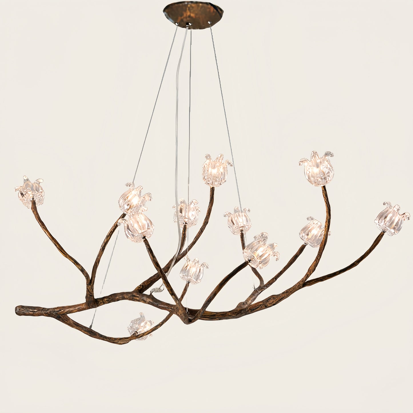 Nordic Tree Branch Chandelier Pendant Light with Flowers - 12 Lights