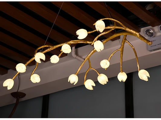 Nordic Tree Branch Chandelier Pendant Light with Flowers 15 lights