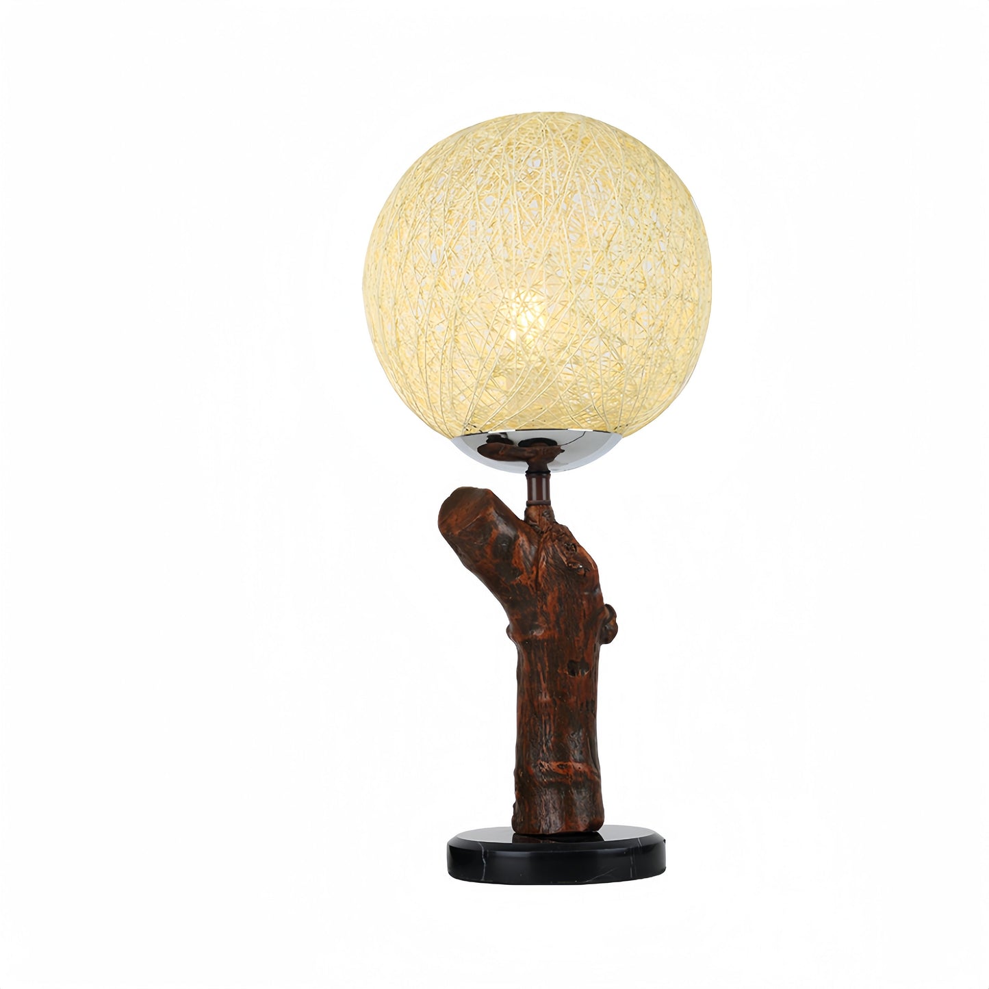 Glowing Table Lamp Tree Branch with Illuminated Body and Vine-Woven Lampshade